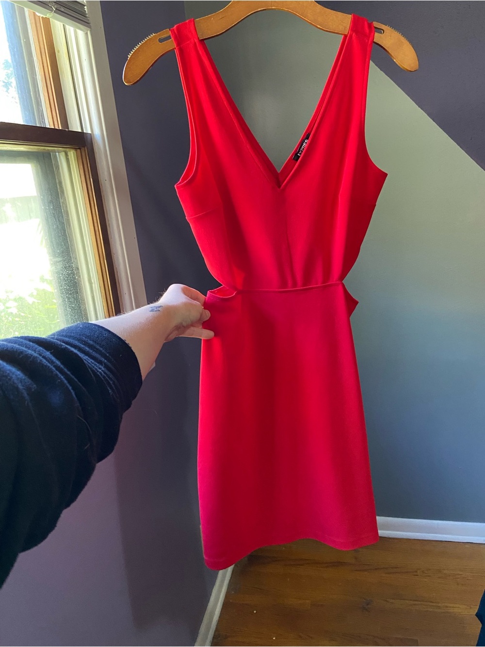Express Red Sleeveless V-Neck Midi Dress